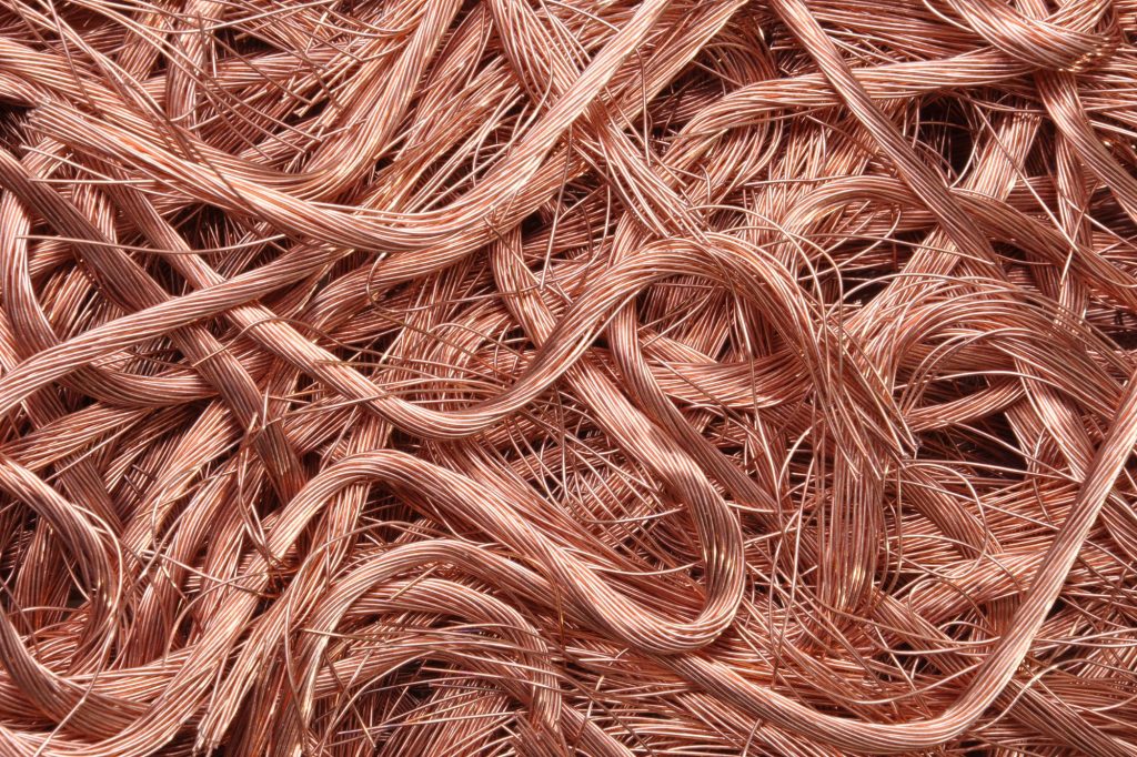 a close up of copper wires